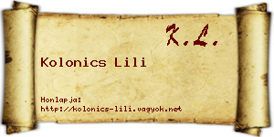 Kolonics Lili névjegykártya